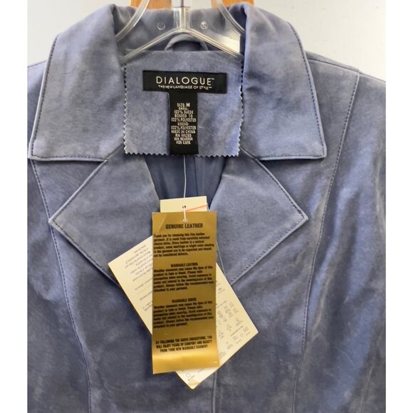 Dialogue Women’s Suede Leather Blazer Jacket Periwinkle Sz. M Washable New - Picture 2 of 6